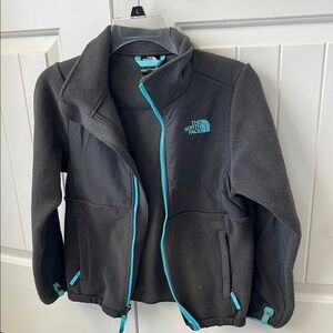 Girls Sz M (10/12) The North Face Gray and Blue Fleece Jacket Performance Ready